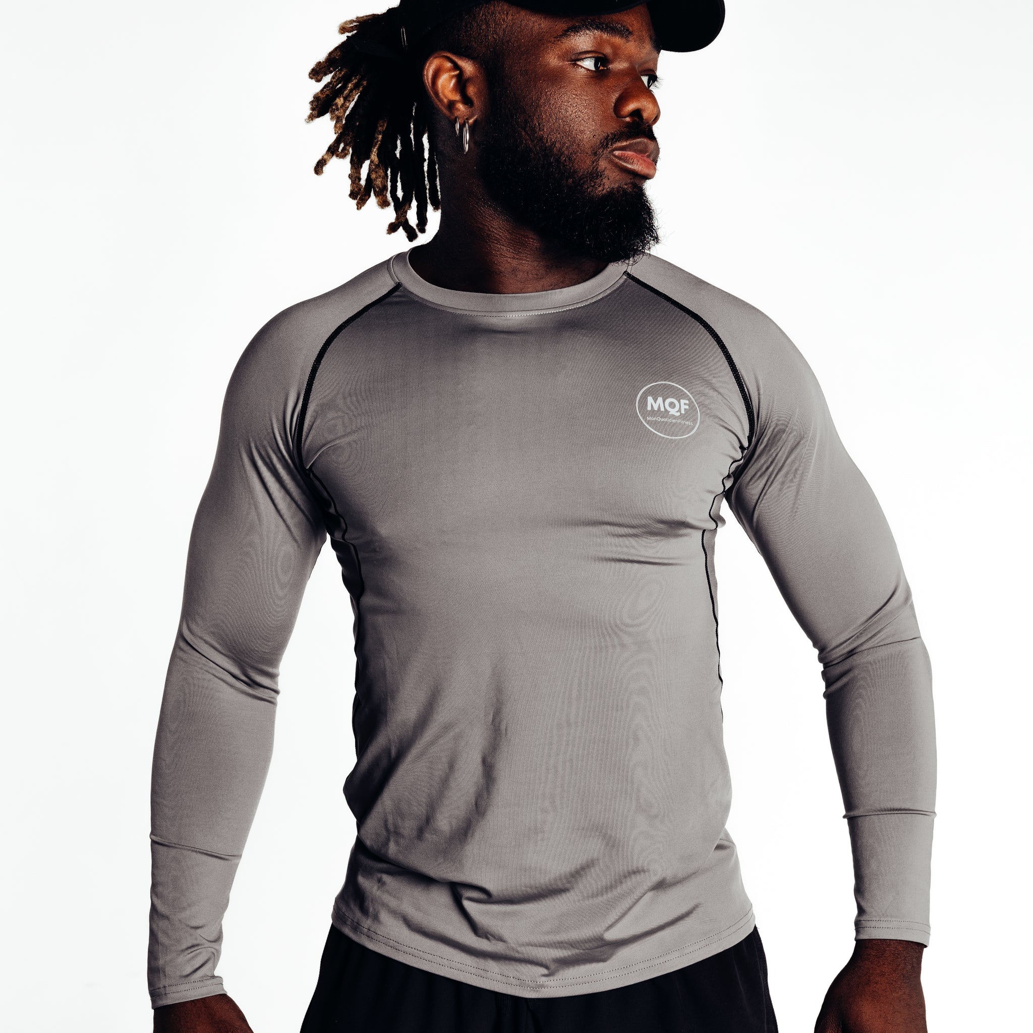 Fitness T-Shirt - Long Sleeve Sports Top - MQF Gray