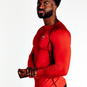Fitness T-Shirt - Long Sleeve Sports Top - MQF Red