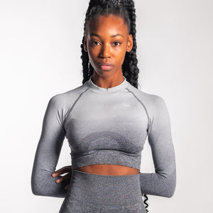 Ombré crop top - MQF fitness wear - Gray